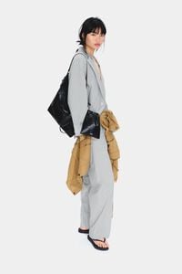 Chaqueta sastre oversize rayas gris claro