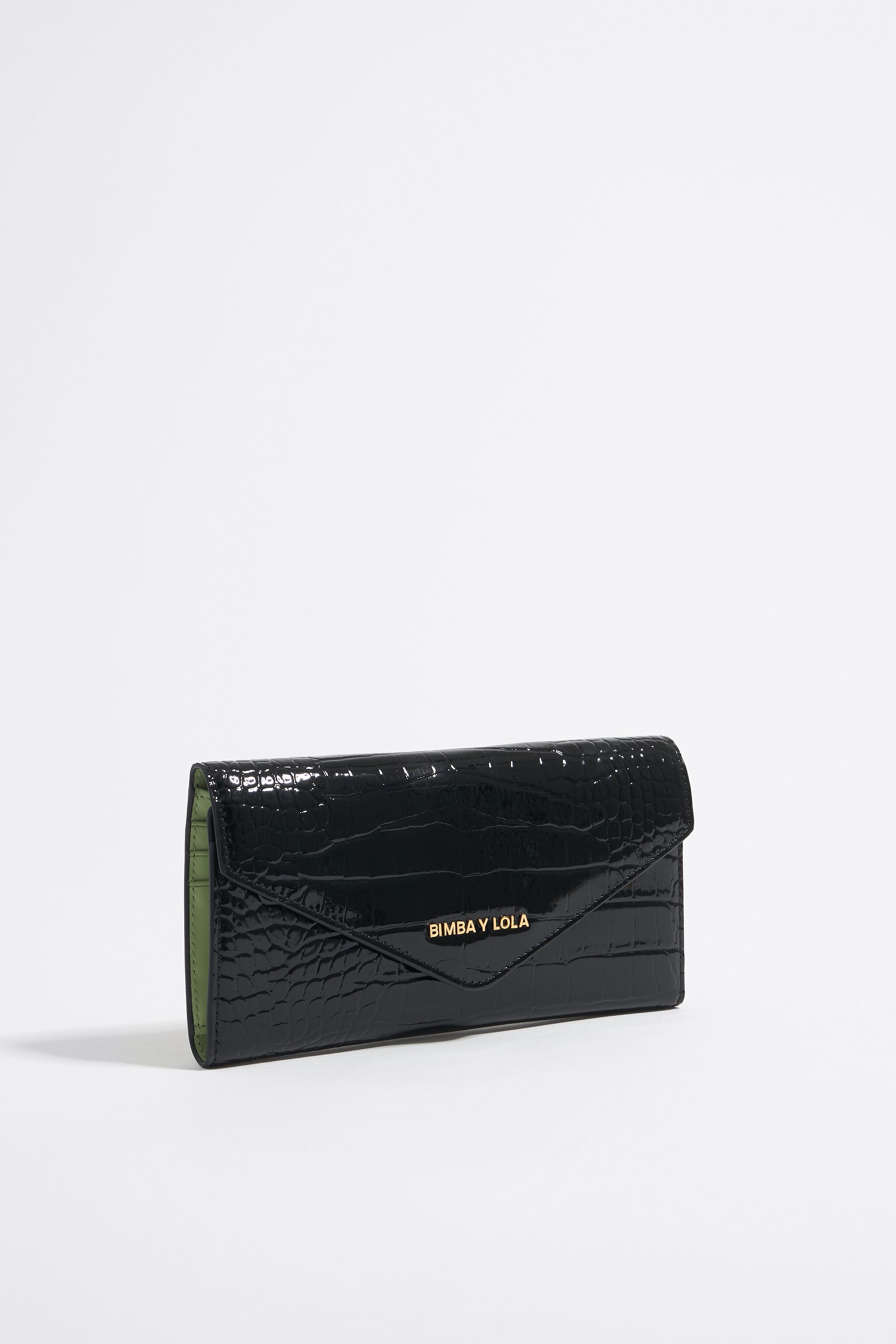 Billetera continental grabado cocodrilo negra