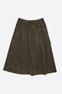 Falda midi cintura ajustable caqui