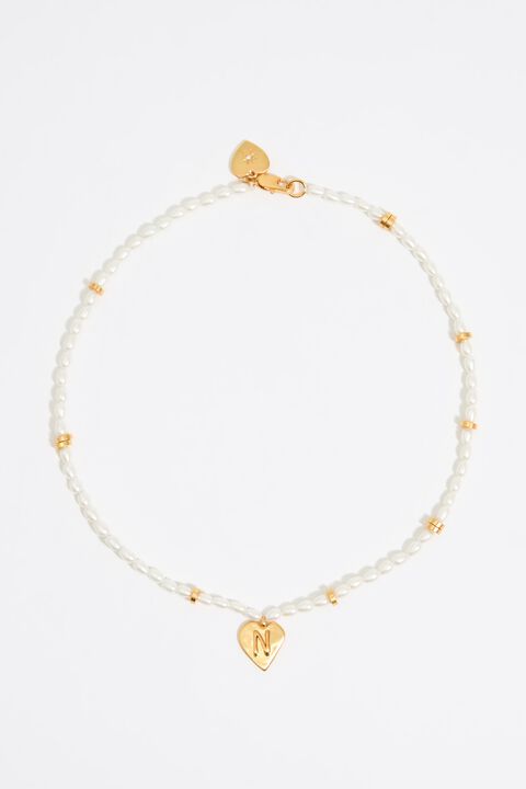 Collar letra N corazón y perlas Collar letra N corazón y perlas