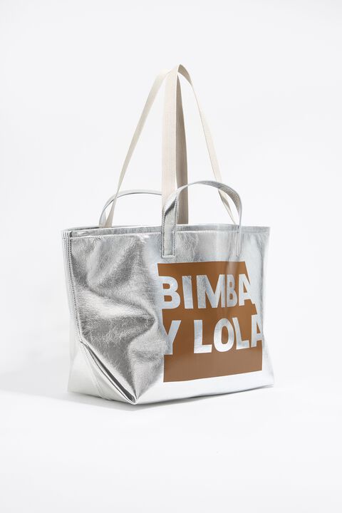 Bolsa shopper grande plateada Bolsa shopper grande plateada