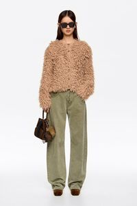 C&aacute;rdigan corta alpaca camel