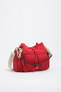 Bolso bucket Pocket mediano nylon rojo