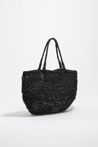 Bolso shopper mediano trenzado piel negro