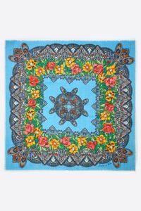 Chal lana paisley y flores azul