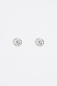 Pendientes logo y cristal plateados