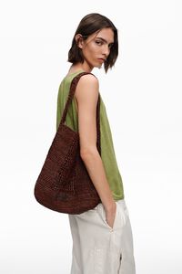 Bolso de hombro grande rafia nuez