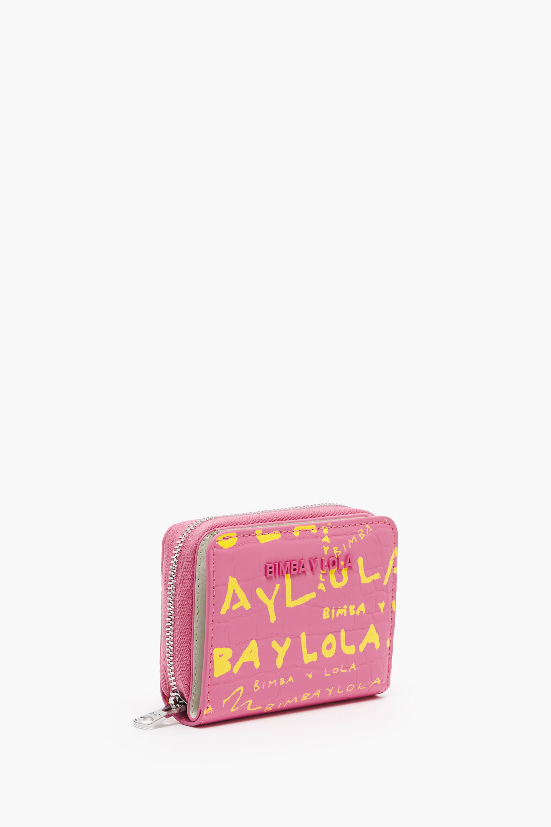 Cartera solapa cocodrilo print rosa