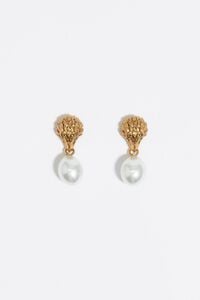 Pendientes &aacute;guila y perla dorados