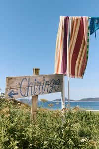 Toalla algod&oacute;n rayas multicolor p&uacute;rpura