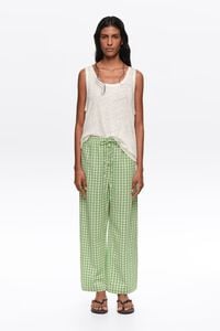 Pantal&oacute;n pretina corsetera cuadros verdes