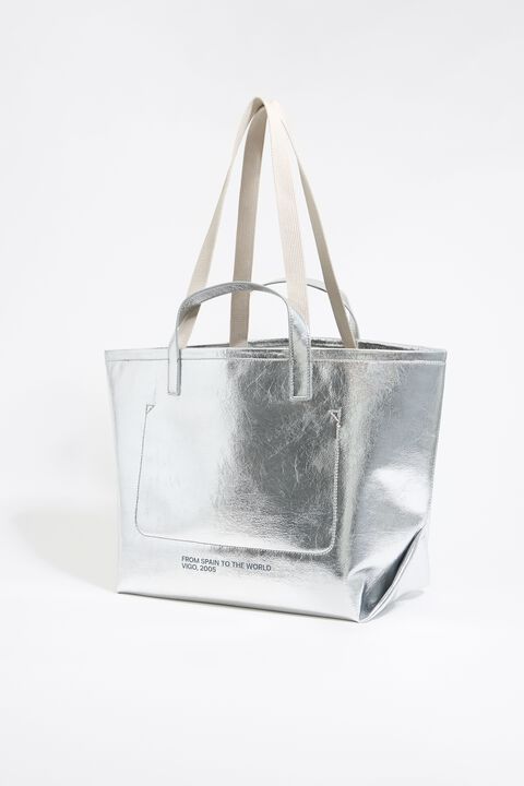 Bolsa shopper grande plateada Bolsa shopper grande plateada