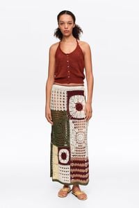 Falda recta de crochet multicolor