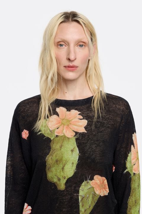 Jersey lino recto Cactus negro Jersey lino recto Cactus negro