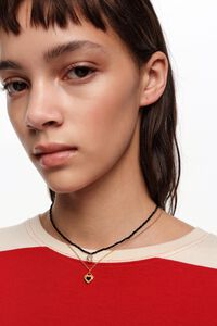 Collar doble cristales negros y perla