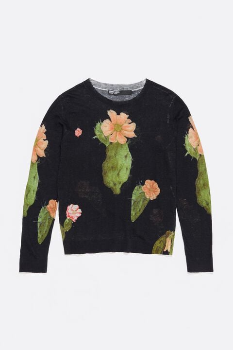Jersey lino recto Cactus negro Jersey lino recto Cactus negro
