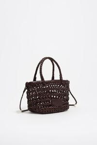 Bolso mini trenzado piel marr&oacute;n oscuro
