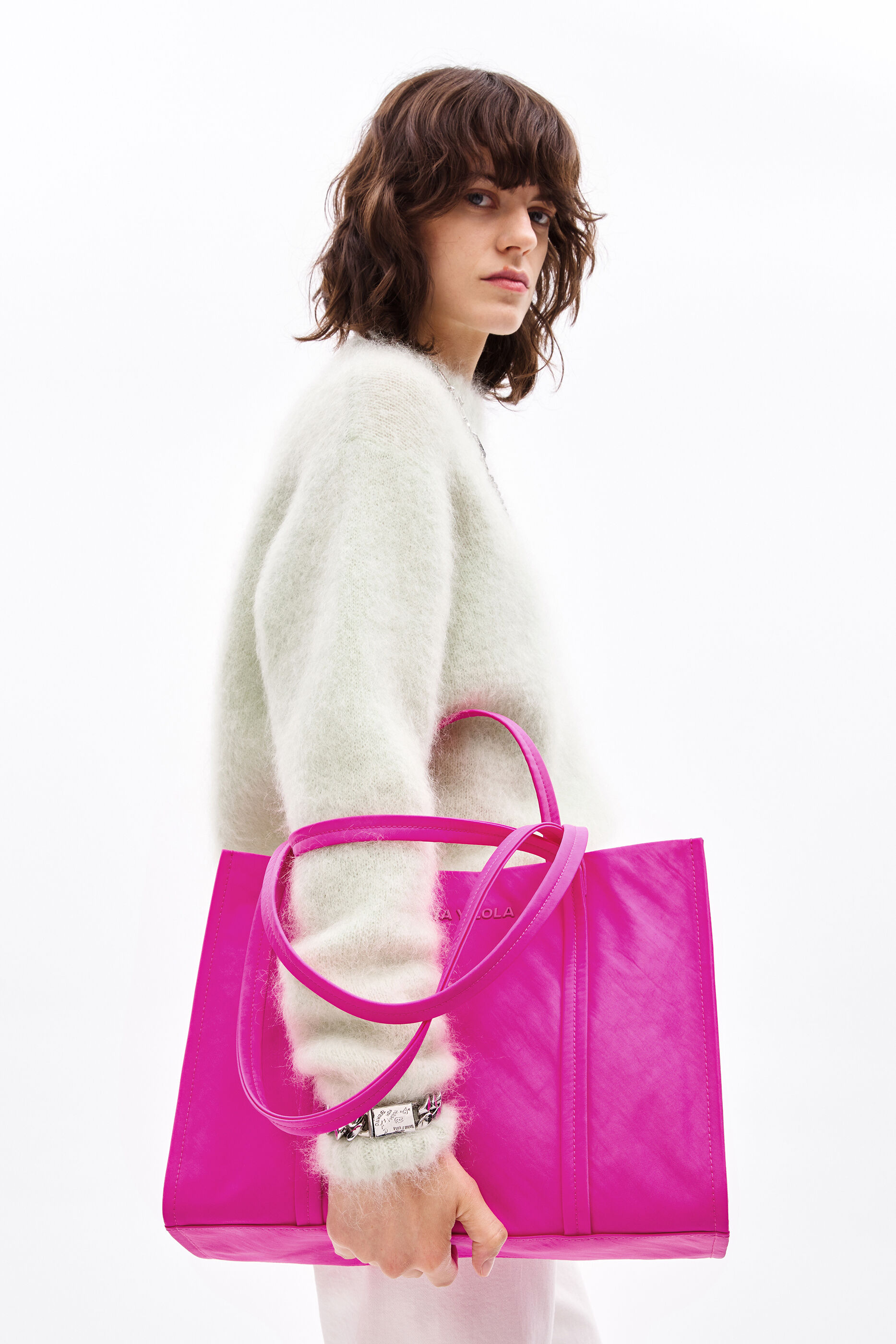 Bolso shopper L nylon rosa chicle