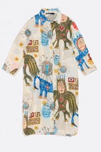 Vestido recto textura Mask Big marfil