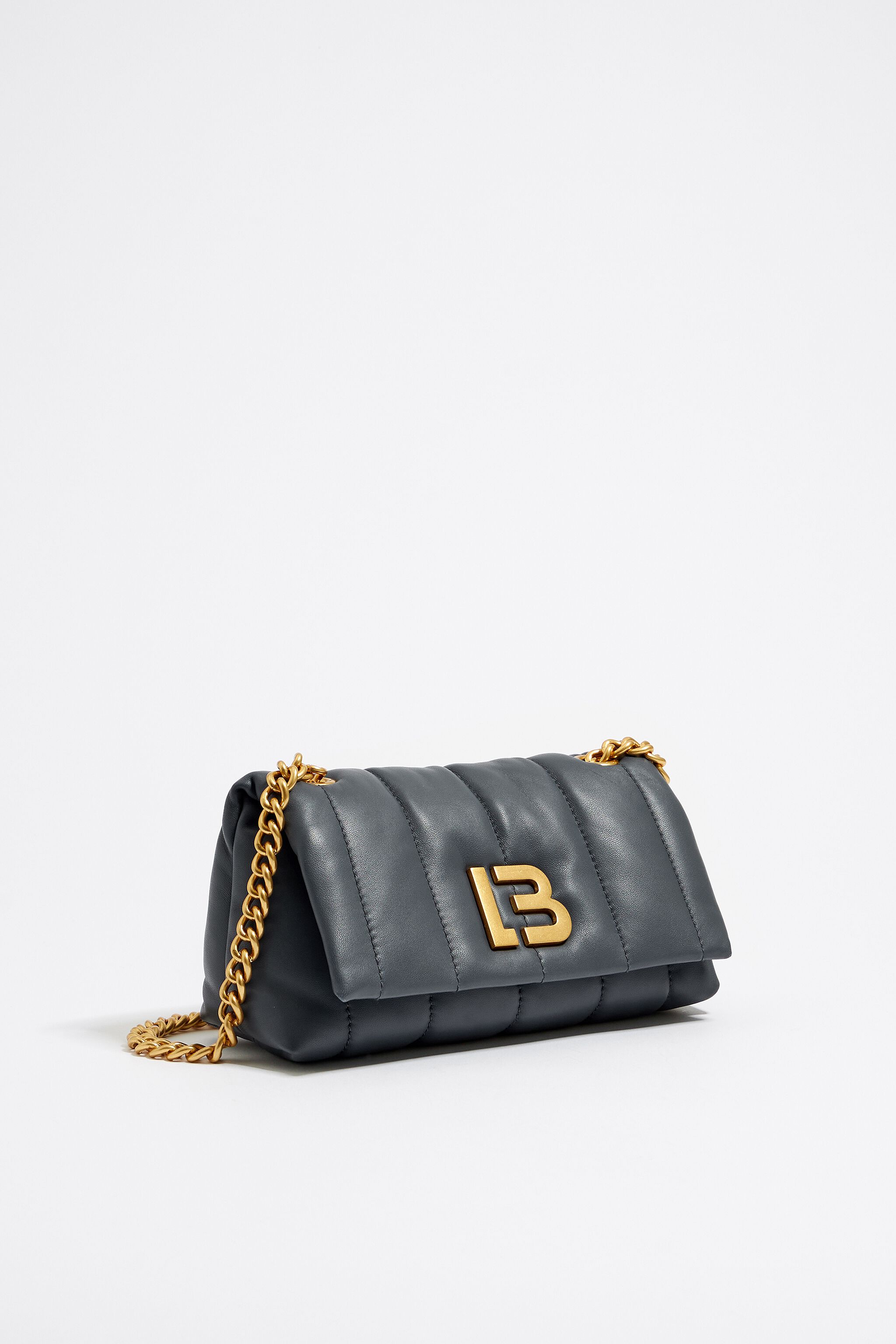 Bolso solapa pequeno piel napa gris azulado