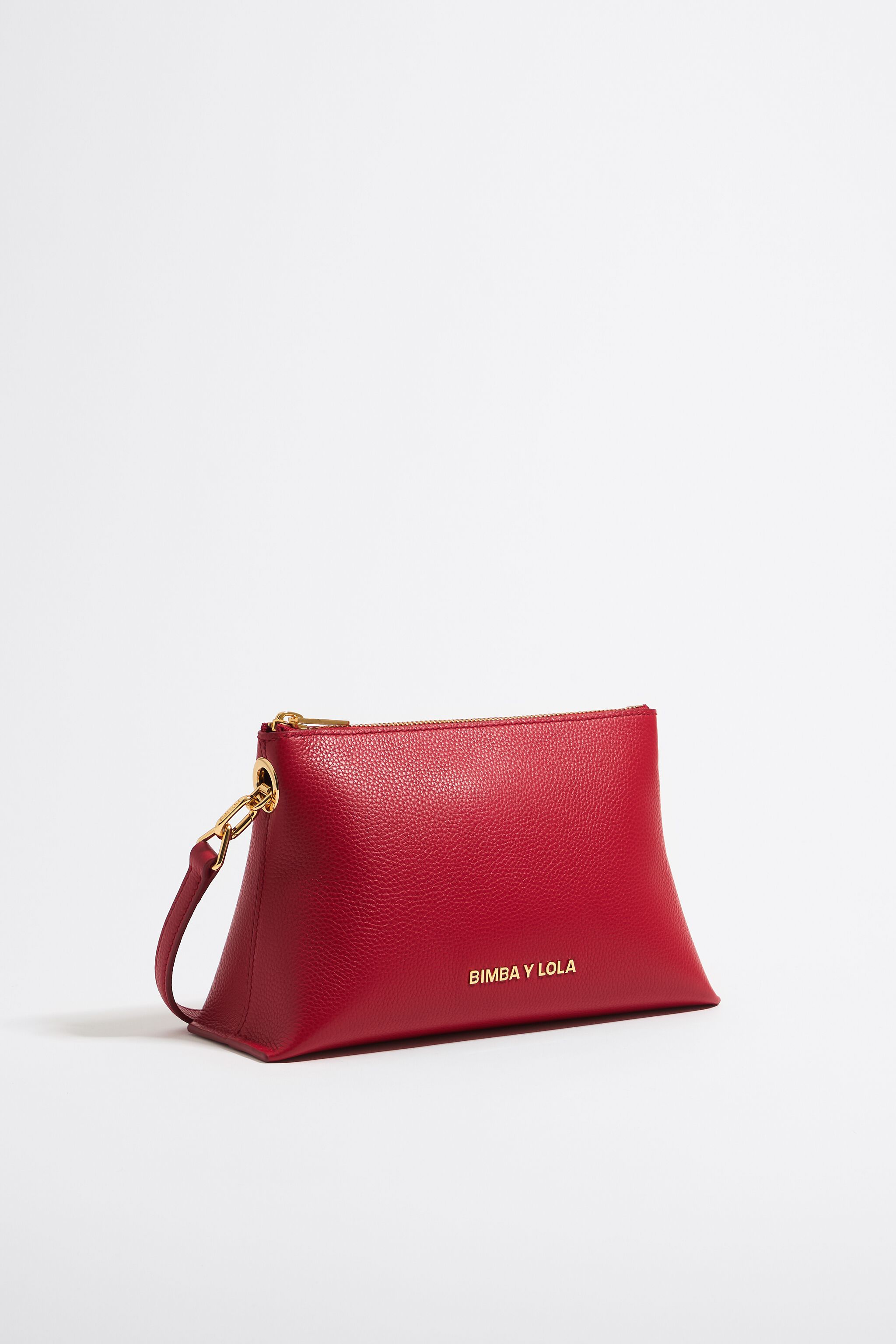 Bolso trapecio pequeno piel rojo