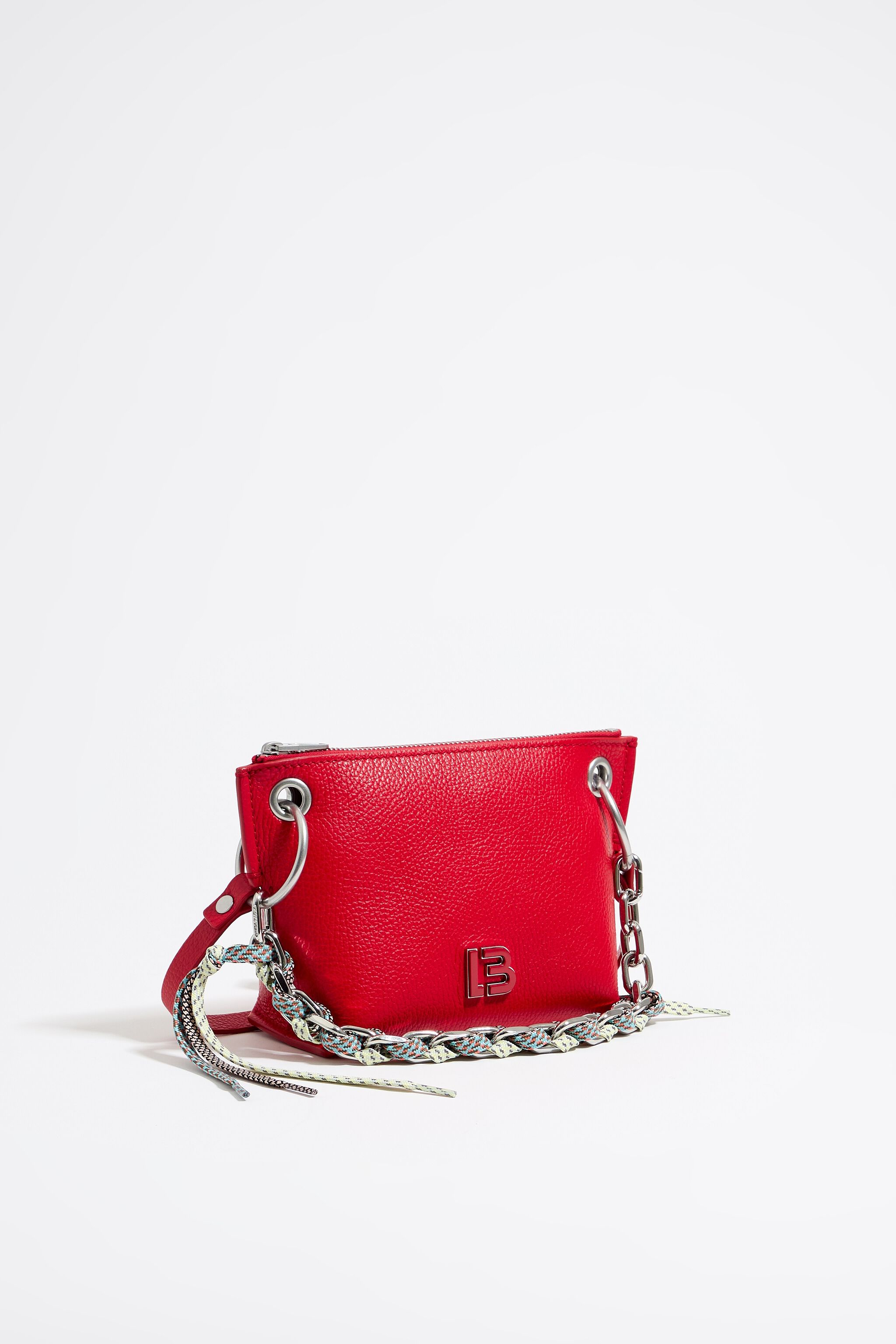 Bolso bandolera trapecio S piel rojo