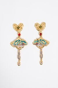 Pendientes coraz&oacute;n textura dorado