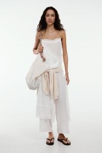 Vestido pantal&oacute;n encajes blanco roto