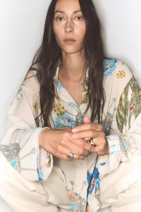 Camisa recta textura Mask Big marfil