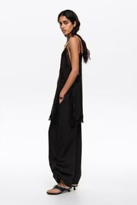 Pantal&oacute;n fruncido jogger negro