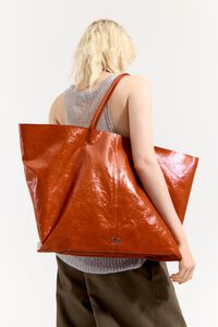 Bolso shopper Paper maxi piel naranja quemado