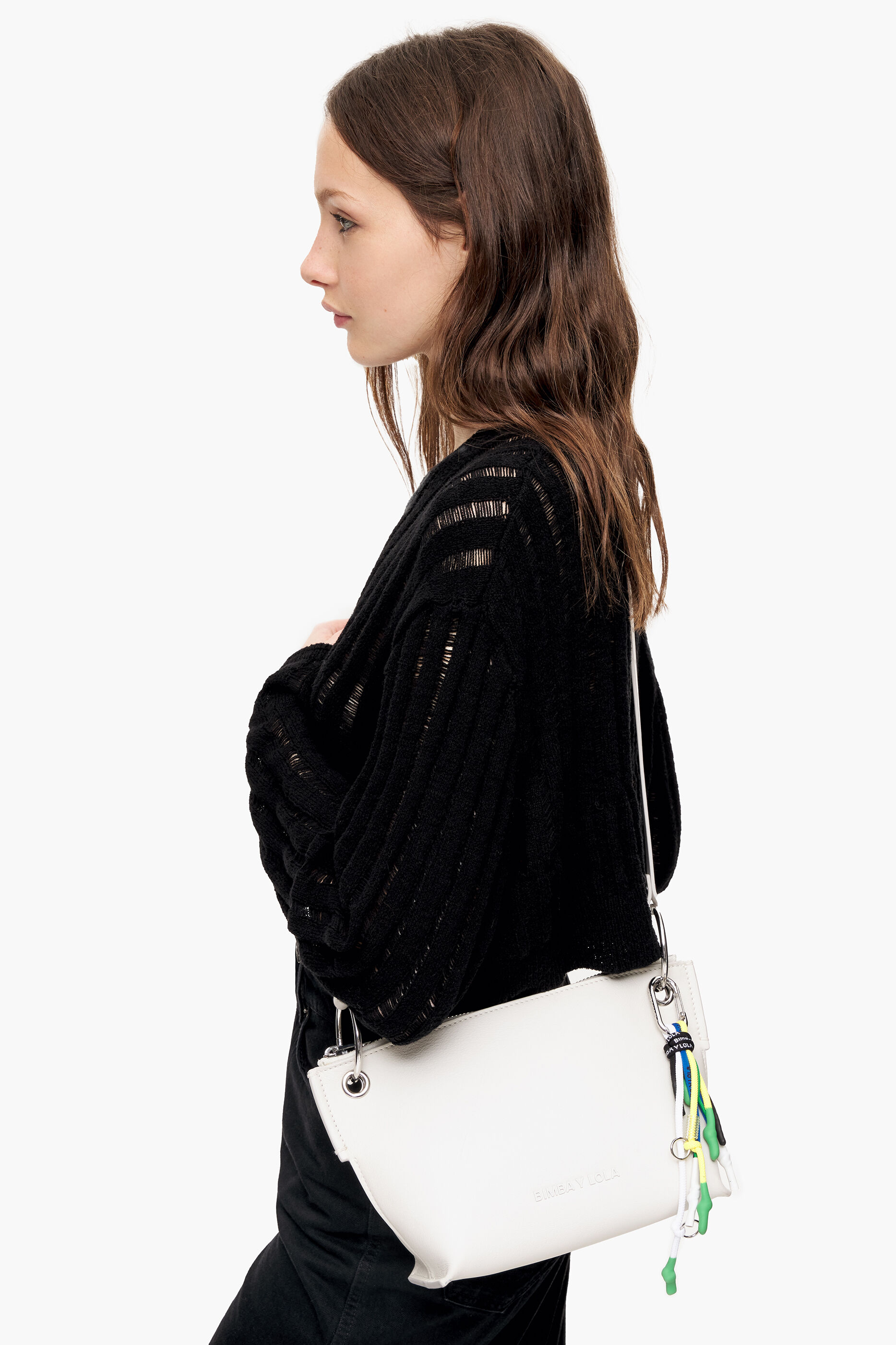 Bolso bandolera M piel blanco