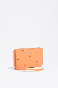 Billetera horizontal mediana piel Palms naranja sorbete