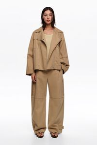 Cazadora cruzada lavada camel