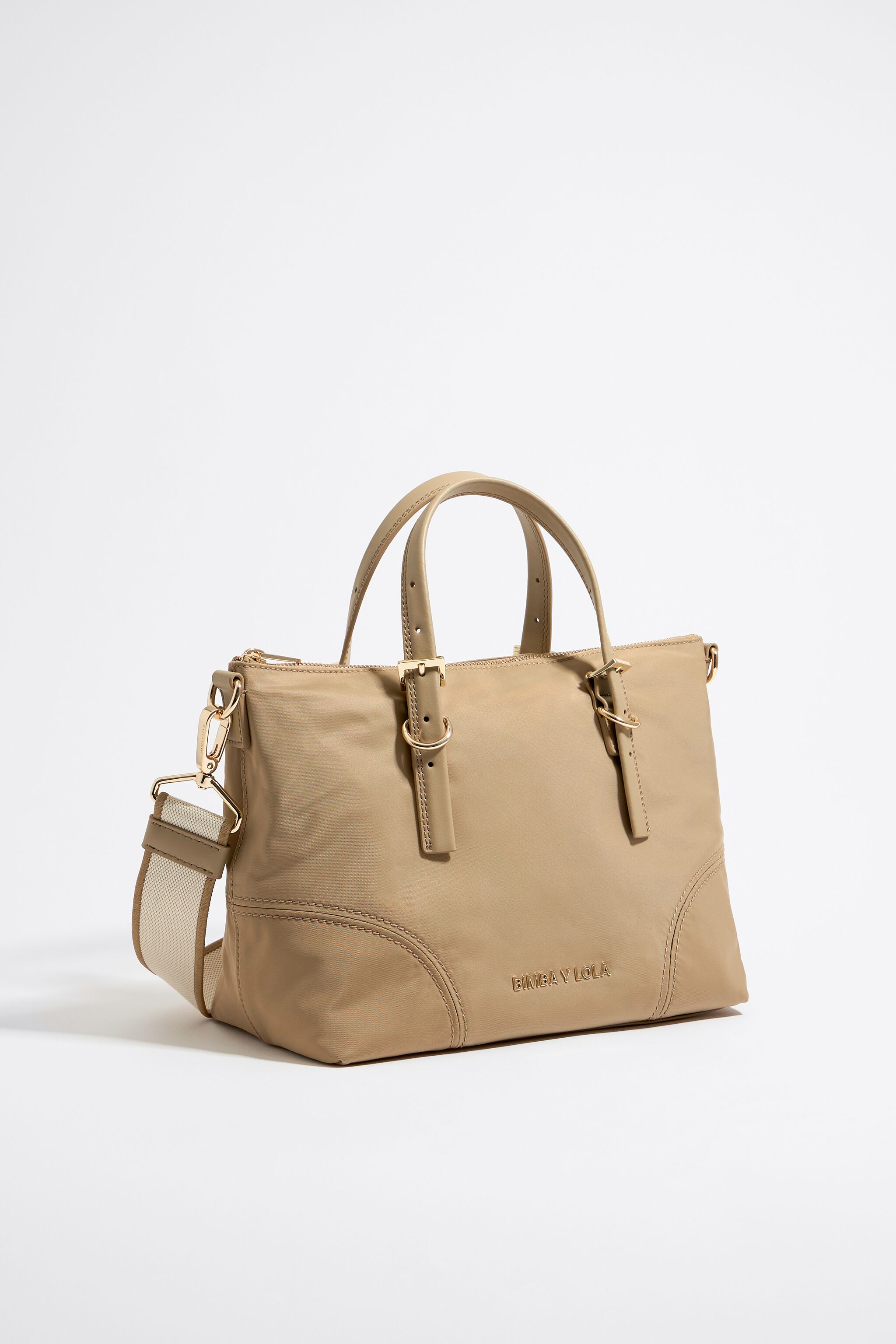 Bolso shopper mediano nylon tostado