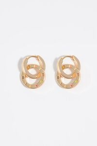 Pendientes doble aro logo dorado