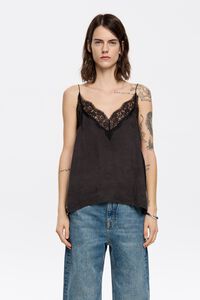Top tirantes encaje negro