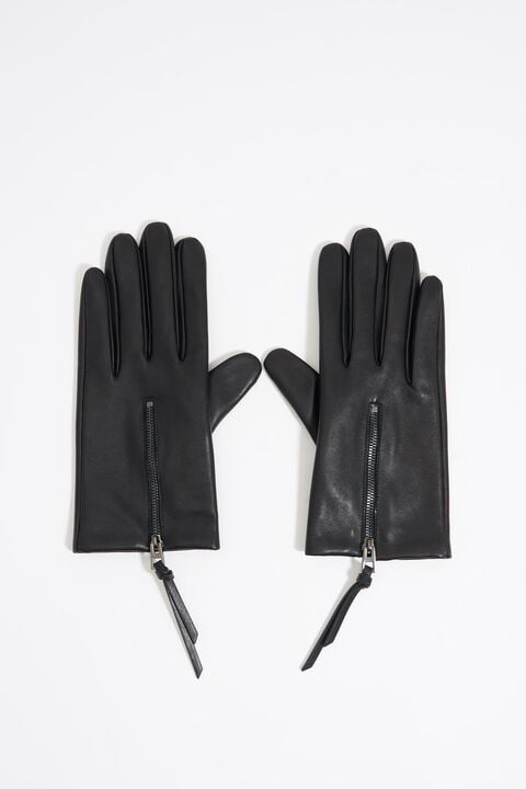Guantes piel cremallera negro Guantes piel cremallera negro