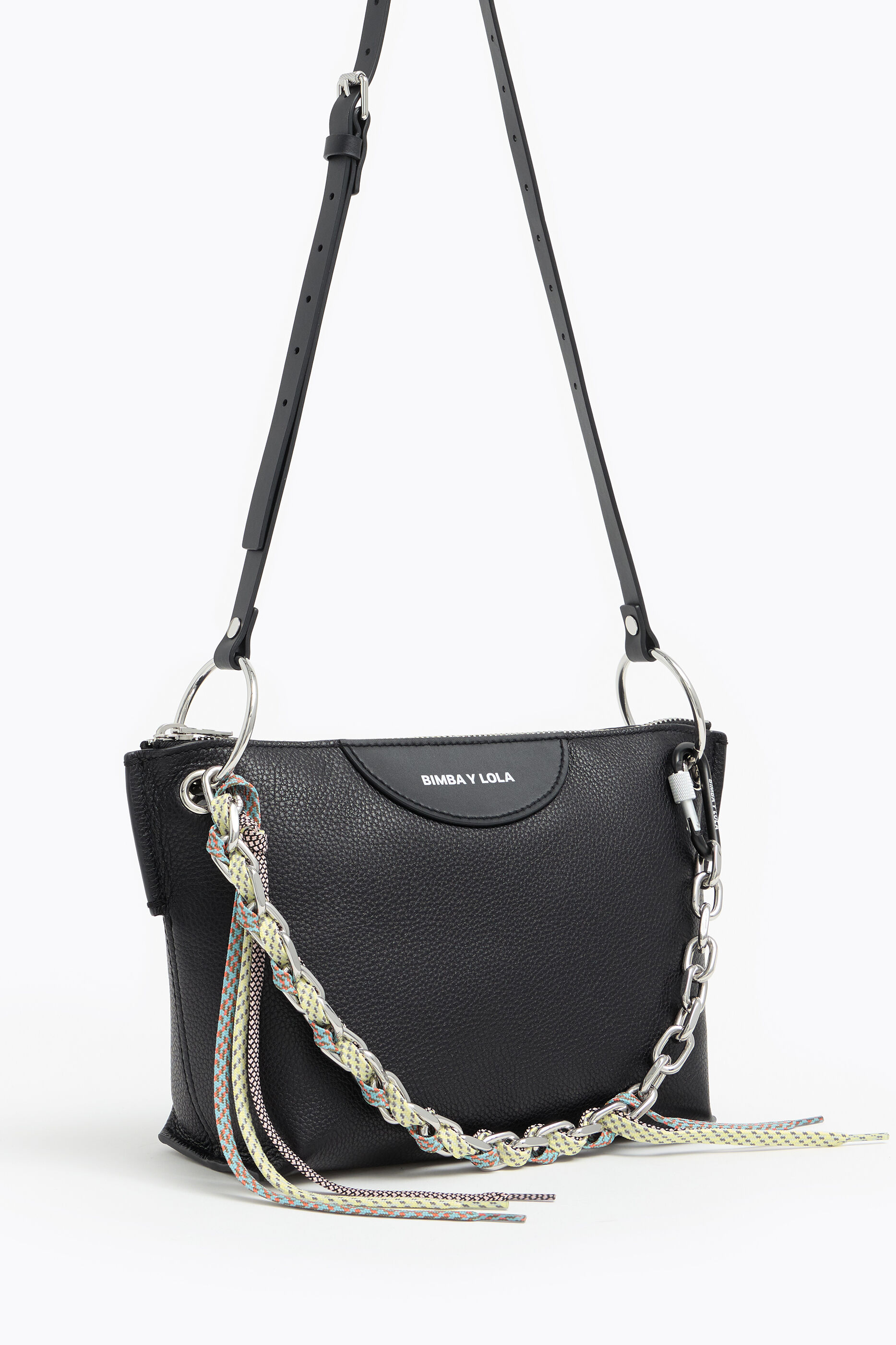 Bolso bandolera trapecio M piel negro