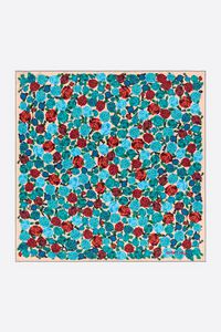 Pa&ntilde;uelo rosas turquesa