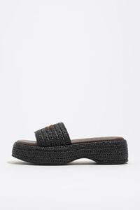 Sandalia plataforma rafia negra