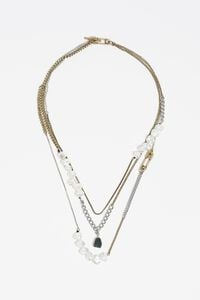 Collar multicadenas bicolor y perlas