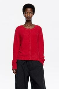 C&aacute;rdigan ajustada pelo roja