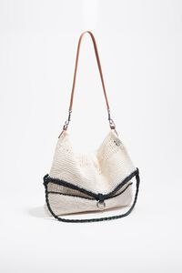 Bolso de hombro mediano efecto rafia blanco