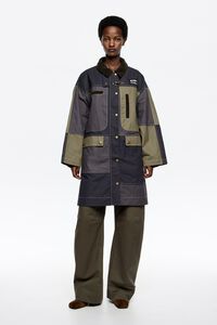 Gabardina midi patchwork multicolor marino