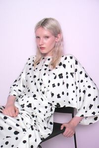 Vestido satén Graindots marfil