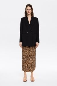 Falda recta fruncida Leopard natural
