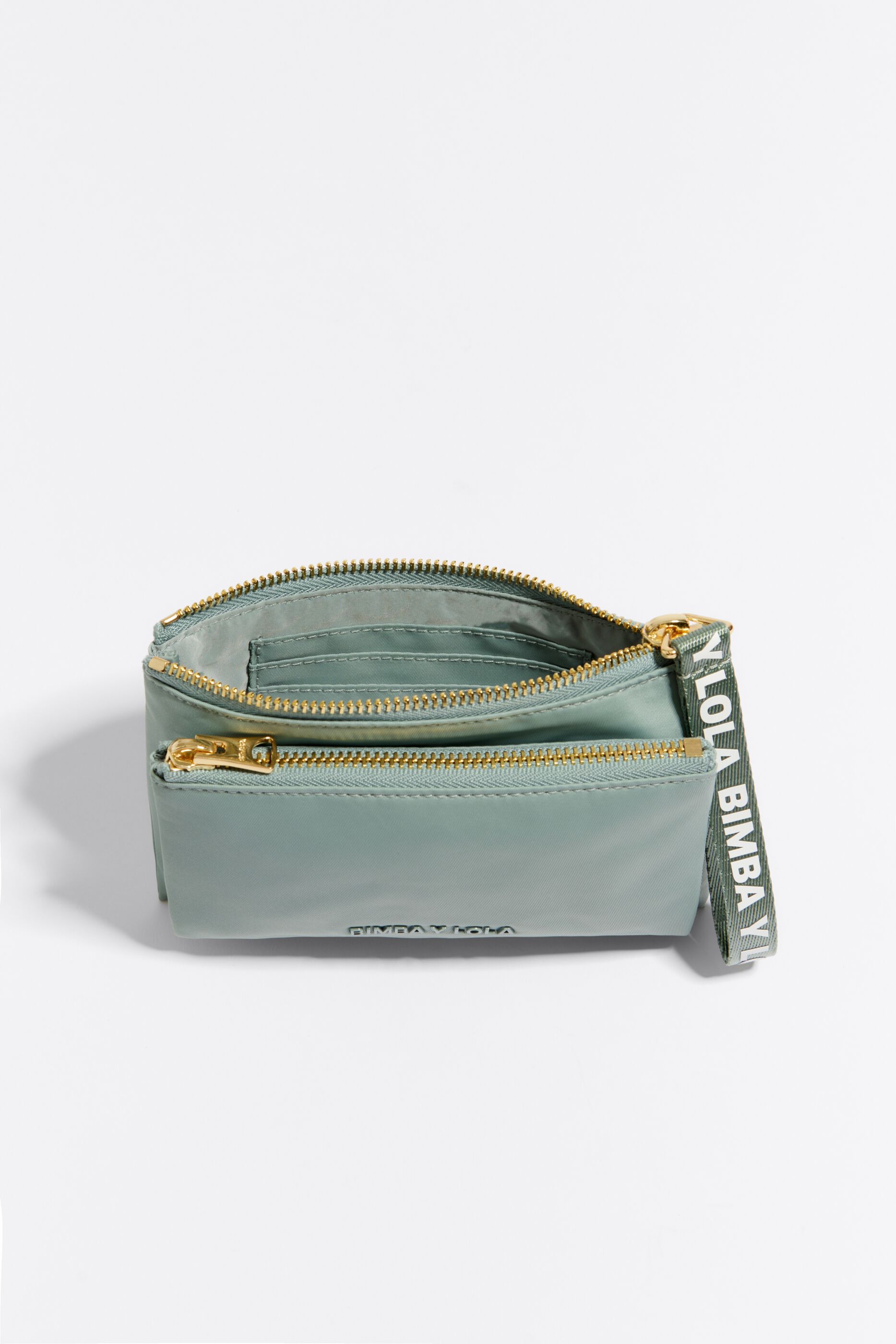 Cartera doble nylon verde agua