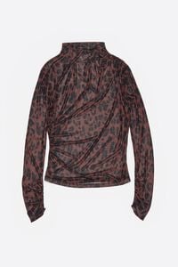 Camiseta tul fruncida Leopard Big marr&oacute;n oscuro