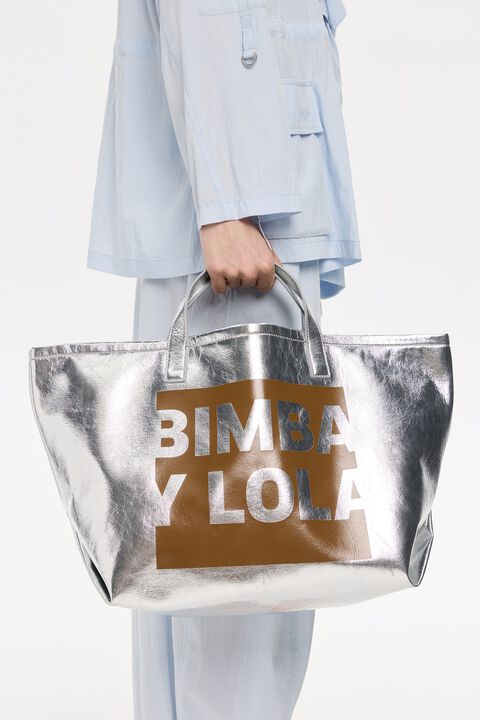 Bolsa shopper grande plateada Bolsa shopper grande plateada